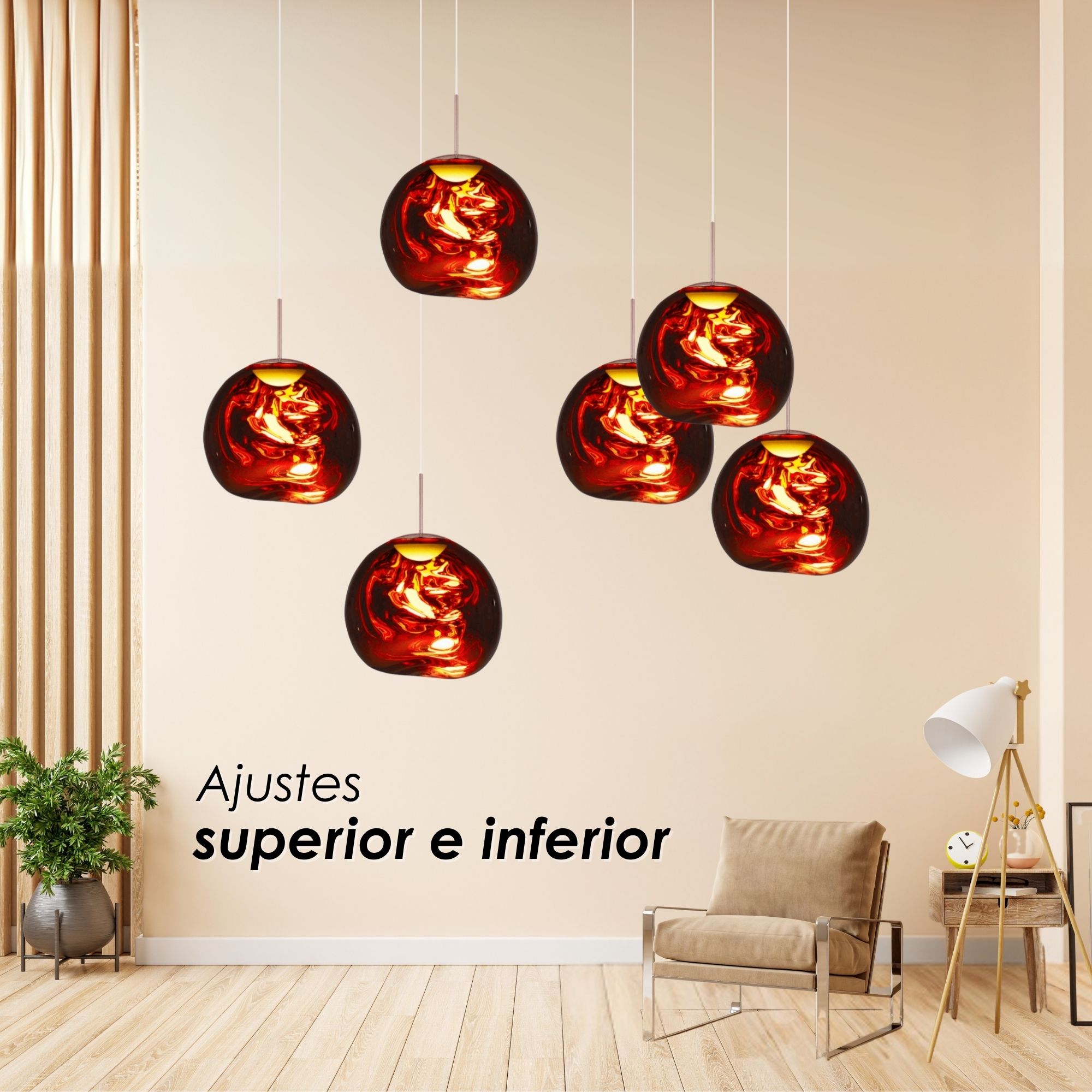 Foto 8 | Ilios Innova | Lámpara Colgante Acrílica Moderna 20cm Color Oro Rosa Diseño Contemporáneo