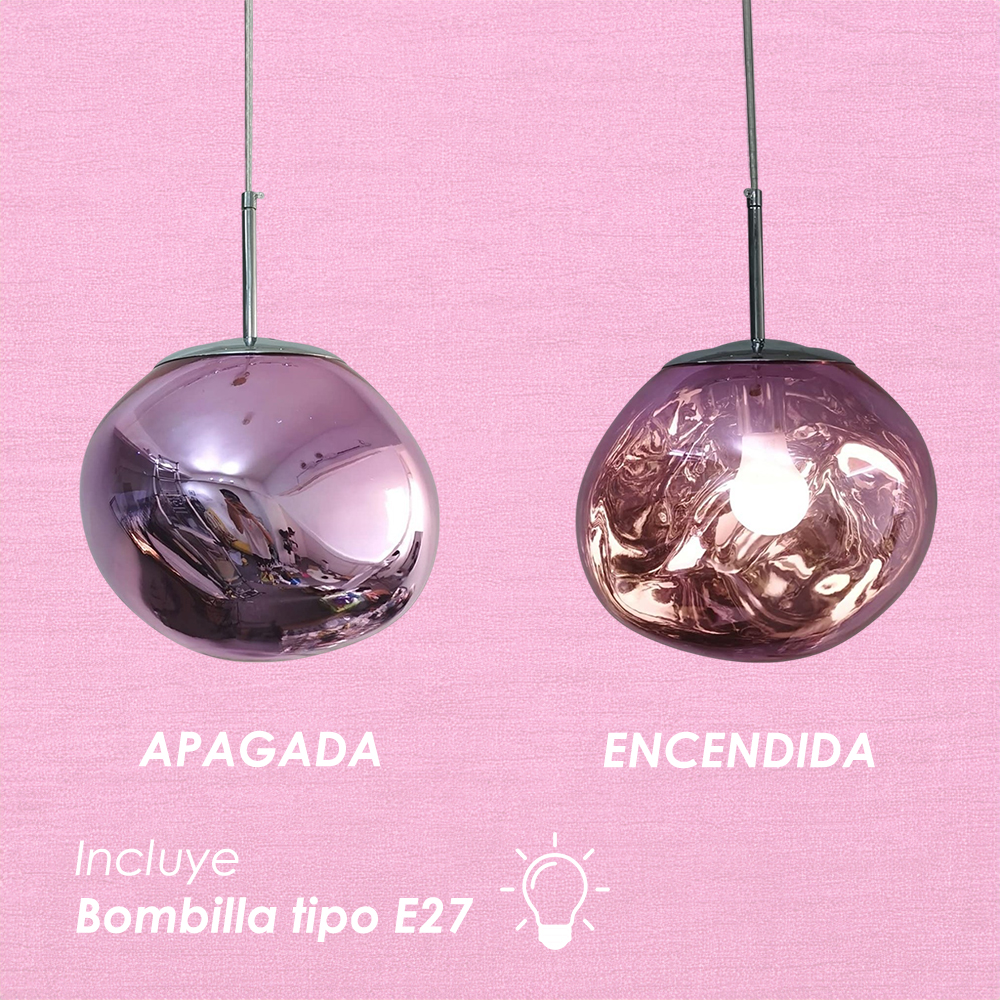 Foto 6 | Ilios Innova | Lámpara Colgante Acrílica Moderna 20cm Color Rosa Diseño Contemporáneo