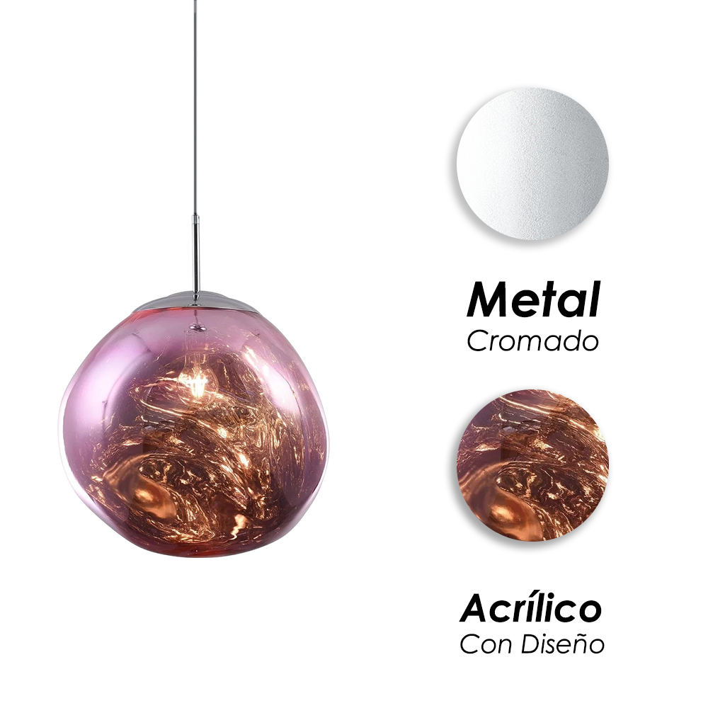 Foto 7 | Ilios Innova | Lámpara Colgante Acrílica Moderna 20cm Color Rosa Diseño Contemporáneo