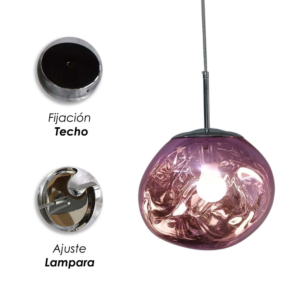 Foto 9 pulgar | Ilios Innova | Lámpara Colgante Acrílica Moderna 20cm Color Rosa Diseño Contemporáneo