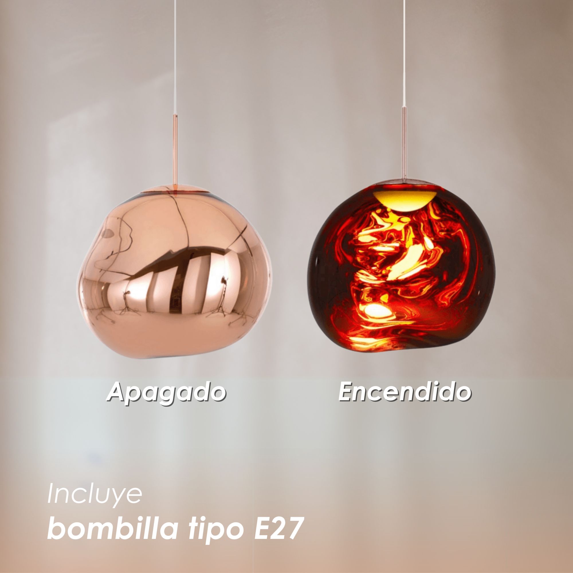 Foto 6 | Lámpara Colgante Lava Acrílico Cromado Oro Rosa 28 cm