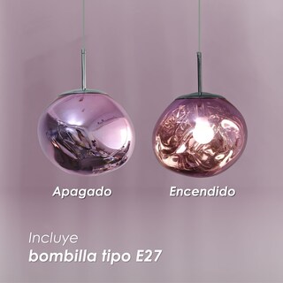 Foto 8 | Lámpara Colgante Lava Acrílico Cromado Rosa 28 cm