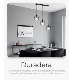 Foto 5 | Lampara De Techo Decorativa Vintage Candelabro De 3 Cabezas
