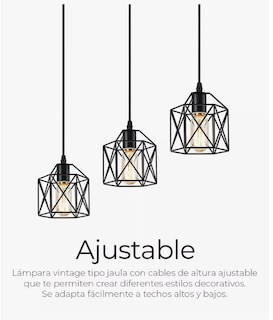 Foto 6 | Lampara De Techo Decorativa Vintage Candelabro De 3 Cabezas