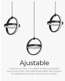 Foto 4 | Lámpara Colgante Candil Circular Nórdico Led 3 Atenuaciones Estructura Negro