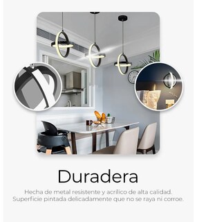 Foto 5 | Lámpara Colgante Candil Circular Nórdico Led 3 Atenuaciones Estructura Negro