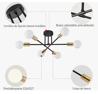 Foto 3 | Lámpara De Techo Semiempotrada Moderna De 6 Luces