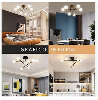 Foto 5 | Lámpara De Techo Semiempotrada Moderna De 6 Luces
