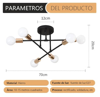 Foto 6 | Lámpara De Techo Semiempotrada Moderna De 6 Luces