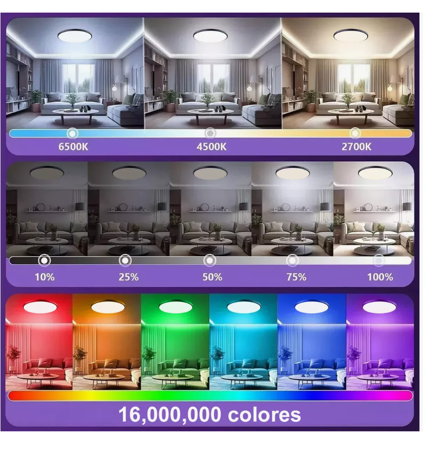 Foto 3 pulgar | Lámparas De Techo Decorativa Para Sala Inteligente Alexa Rgb