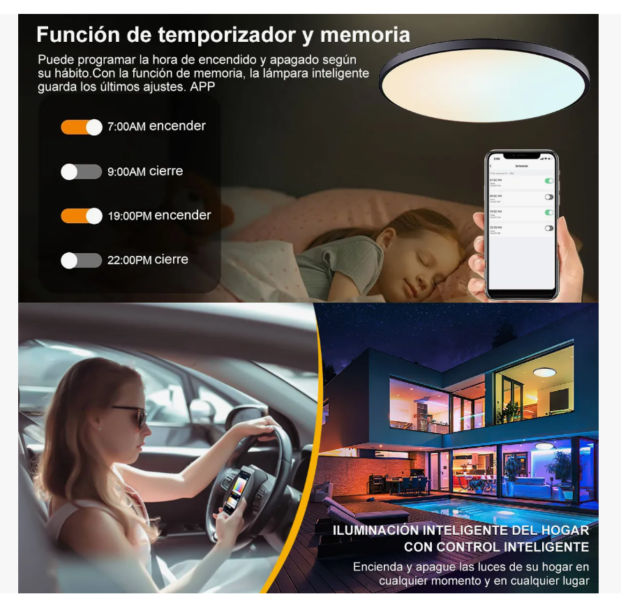 Foto 4 | Lámparas De Techo Decorativa Para Sala Inteligente Alexa Rgb