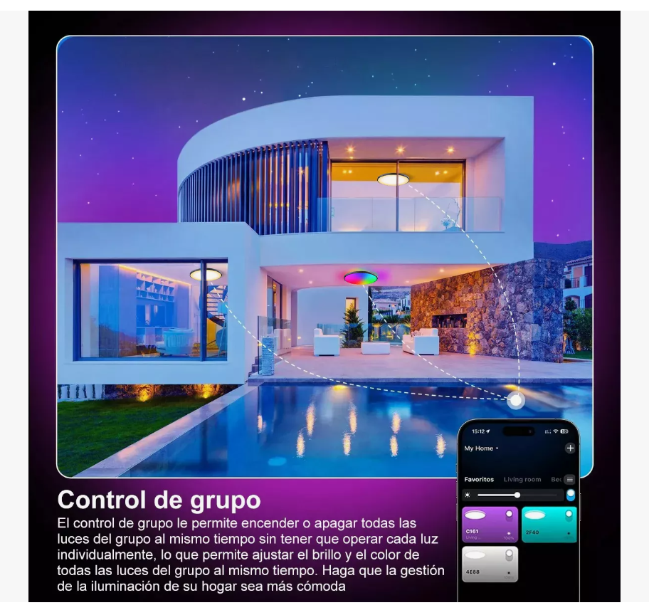 Foto 7 pulgar | Lámparas De Techo Decorativa Para Sala Inteligente Alexa Rgb