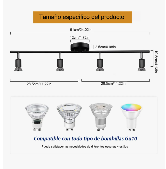 Foto 4 pulgar | Iluminación De Riel Moderna Led Decorativas De 4 Luces,nergo