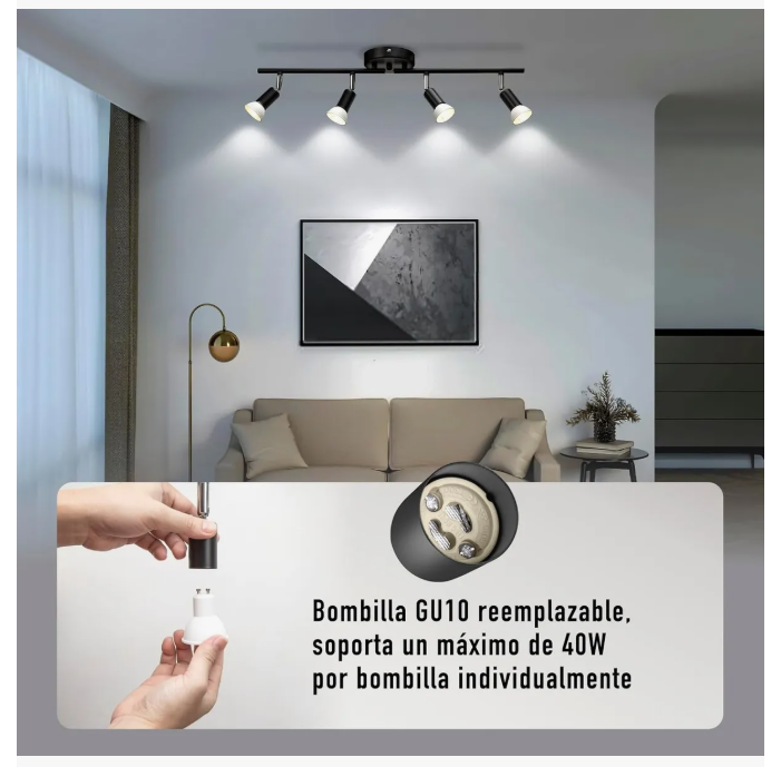 Foto 6 pulgar | Iluminación De Riel Moderna Led Decorativas De 4 Luces,nergo