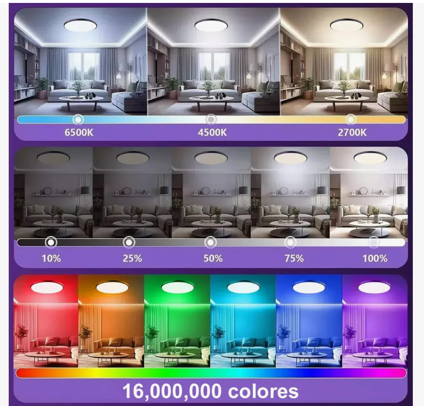 Foto 3 pulgar | Lámparas De Techo Decorativa Para Sala Inteligente Alexa Rgb