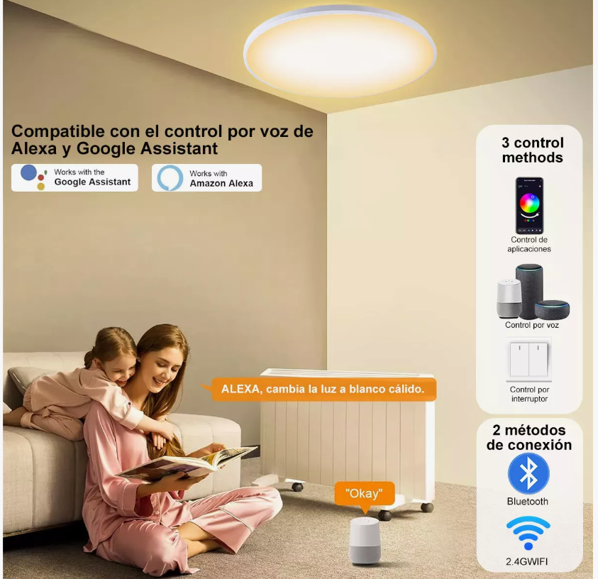 Foto 4 pulgar | Lámparas De Techo Decorativa Para Sala Inteligente Alexa Rgb