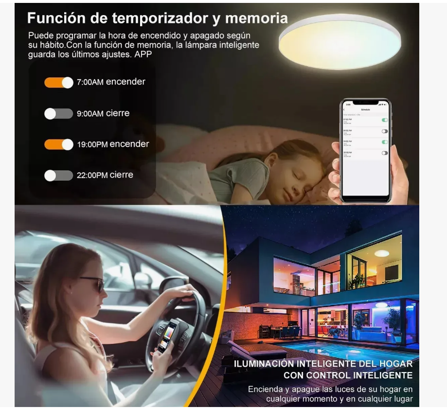 Foto 5 pulgar | Lámparas De Techo Decorativa Para Sala Inteligente Alexa Rgb