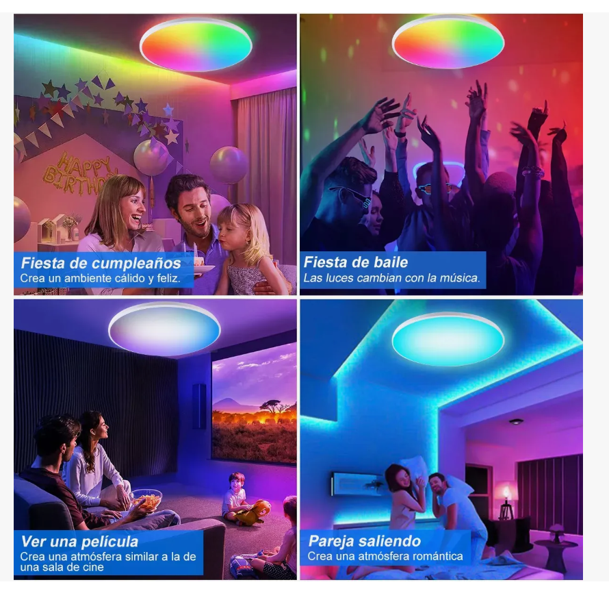 Foto 6 pulgar | Lámparas De Techo Decorativa Para Sala Inteligente Alexa Rgb