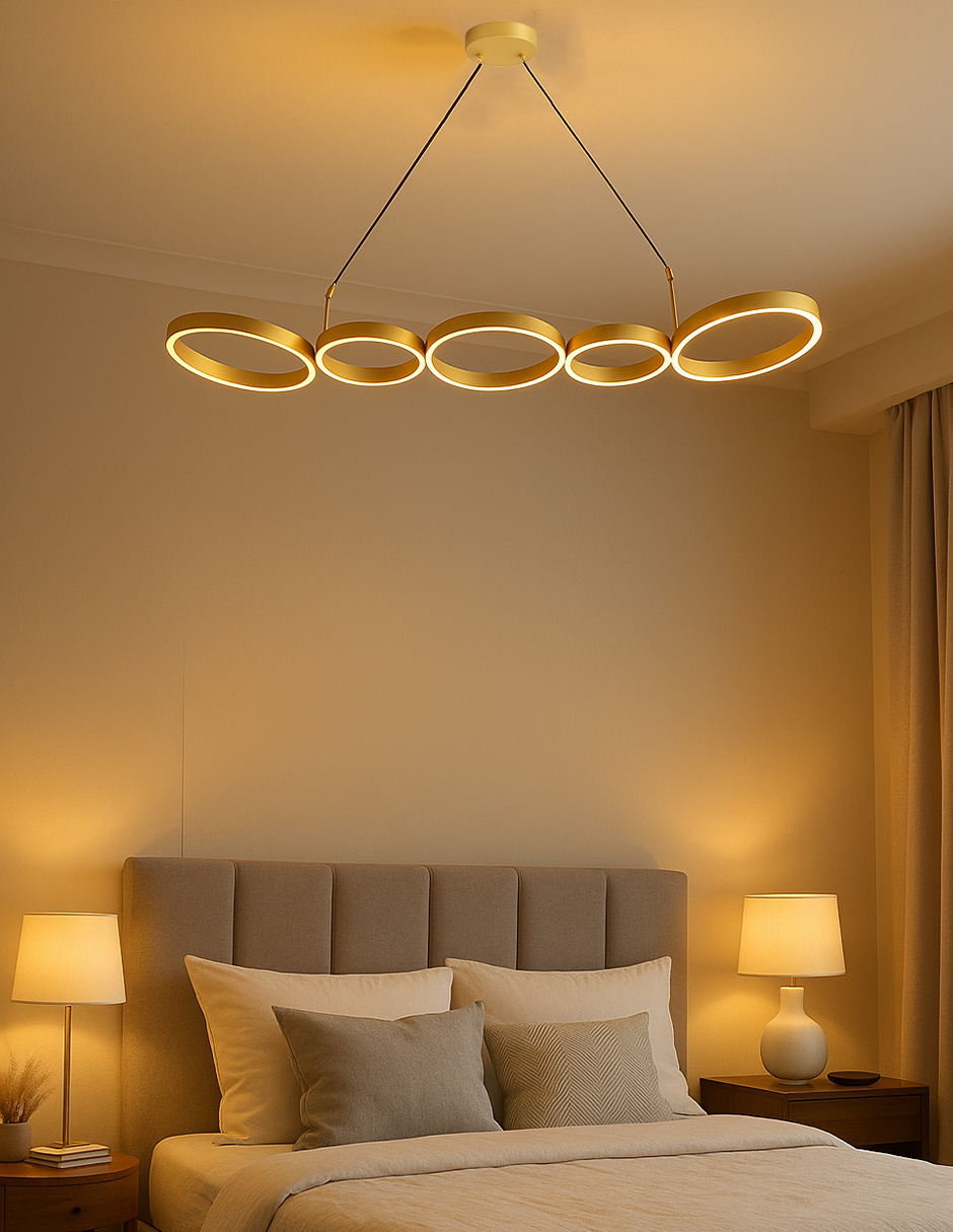 Foto 4 | Lampara Decorativo Suspendido Para Sala De Aluminio Y Silicona, Acabado Dorado, Con Control Remoto – 1 Unidad