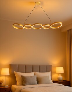 Foto 4 | Lampara Decorativo Suspendido Para Sala De Aluminio Y Silicona, Acabado Dorado, Con Control Remoto – 1 Unidad