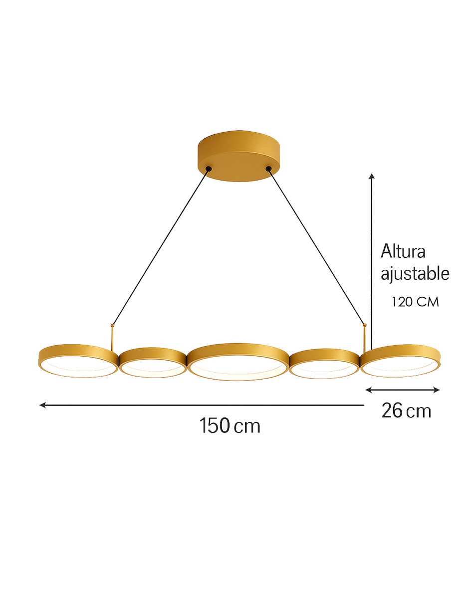 Foto 6 pulgar | Lampara Decorativo Suspendido Para Sala De Aluminio Y Silicona, Acabado Dorado, Con Control Remoto – 1 Unidad