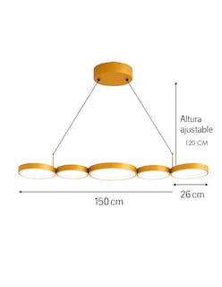 Foto 5 | Lampara Decorativo Suspendido Para Sala De Aluminio Y Silicona, Acabado Dorado, Con Control Remoto – 1 Unidad