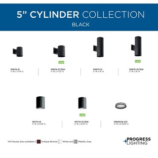 Foto 6 | Lámpara De Techo Progress Lighting Cylinder Collection 5, Color Negro - Venta Internacional.