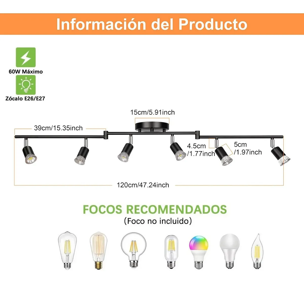 Foto 3 pulgar | Iluminación De Riel Beug Led De 6 Luces,nergo