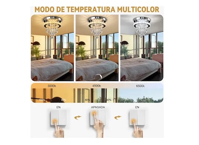 Foto 2 | Lámpara Xtellar De Techo Colgantes Cristal Luz Moderna Lujoso 3modos