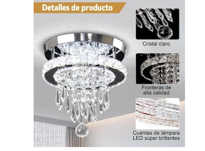 Foto 3 | Lámpara Xtellar De Techo Colgantes Cristal Luz Moderna Lujoso 3modos