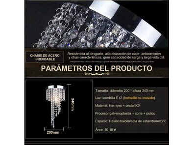 Foto 3 | Lámpara Xtellar De Techo Decorativa Cristal Moderna Sala Recamara