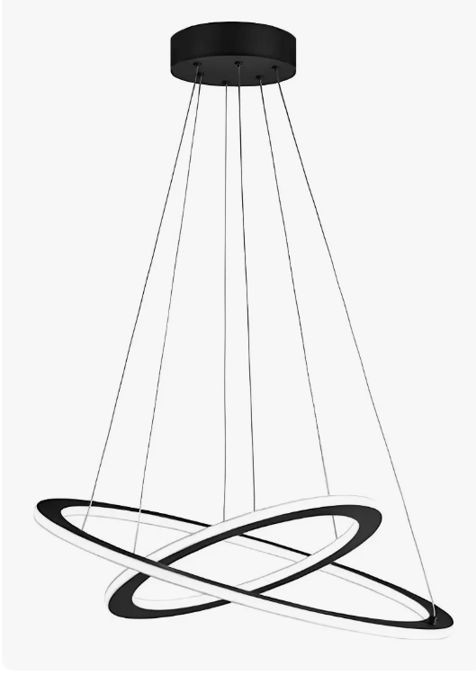 Foto 1 | Lámpara De Techo Candil Colgante Moderna Led Dos Anillos Estructura Negro