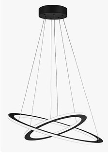 Foto 1 | Lámpara De Techo Candil Colgante Moderna Led Dos Anillos Estructura Negro