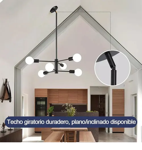 Foto 4 pulgar | Lámpara De Techo Xtellar Con Estilo Medieval, Iluminación De 6 Luces Colgantes En Color Negro