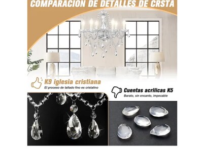 Foto 4 | Lámpara Colgante Xtellar De Cristal, Estilo Vintage, Elegante Y Moderna Con 6 Luces