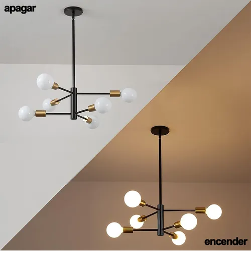 Foto 3 | Lámpara de Techo Xtellar Estilo Medieval con 6 Luces Colgante Moderno en Negro y Oro