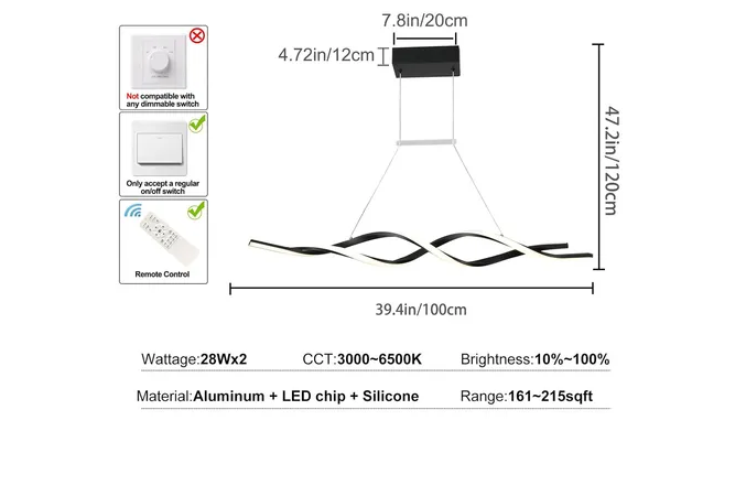 Foto 3 | Xtellar Lámpara De Techo Led Moderna Colgante 3000k-6000k, Iluminación Minimalista De Cocina En Color Chic Negro