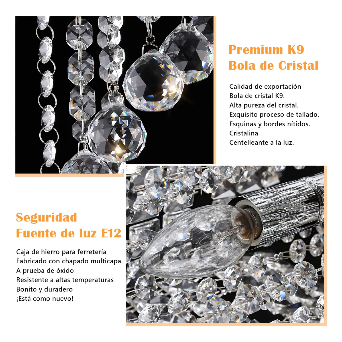 Foto 3 | Lámpara De Techo Cristal Modernas Metal Colgantes Eo Safe Imports Esi-19473 Transparente