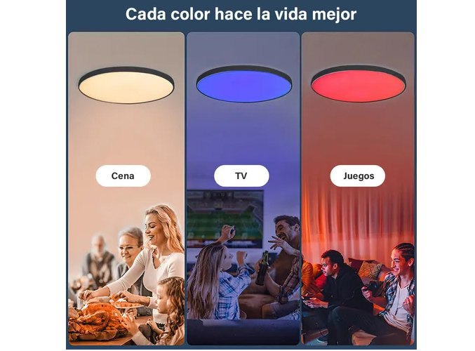 Foto 6 pulgar | Ilumina Tu Mundo Con Xtellar Lámparas Led De Techo 24w Rgb, Control Inteligente Y Ajustable Para Ambientes Vibrantes