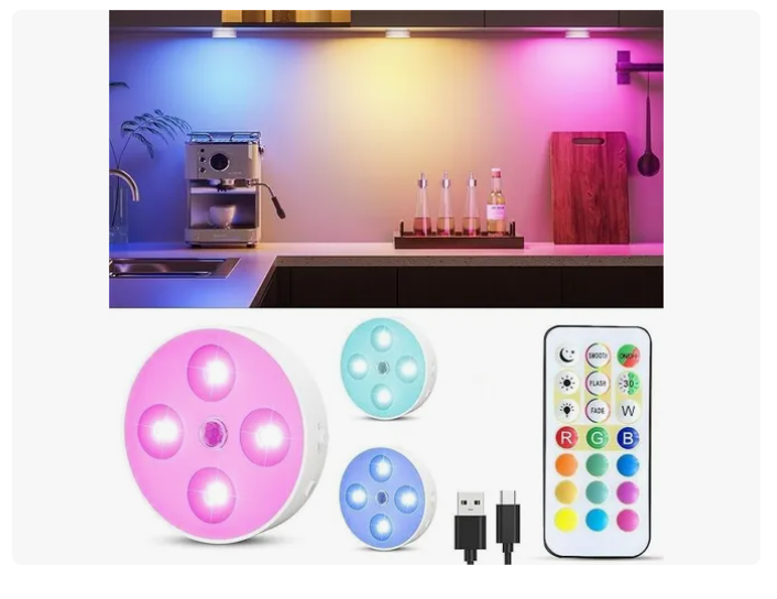 Foto 2 pulgar | Xtellar Lámpara De Luces Led Rgb Recargables Con Sensor De Movimiento - Set De 3
