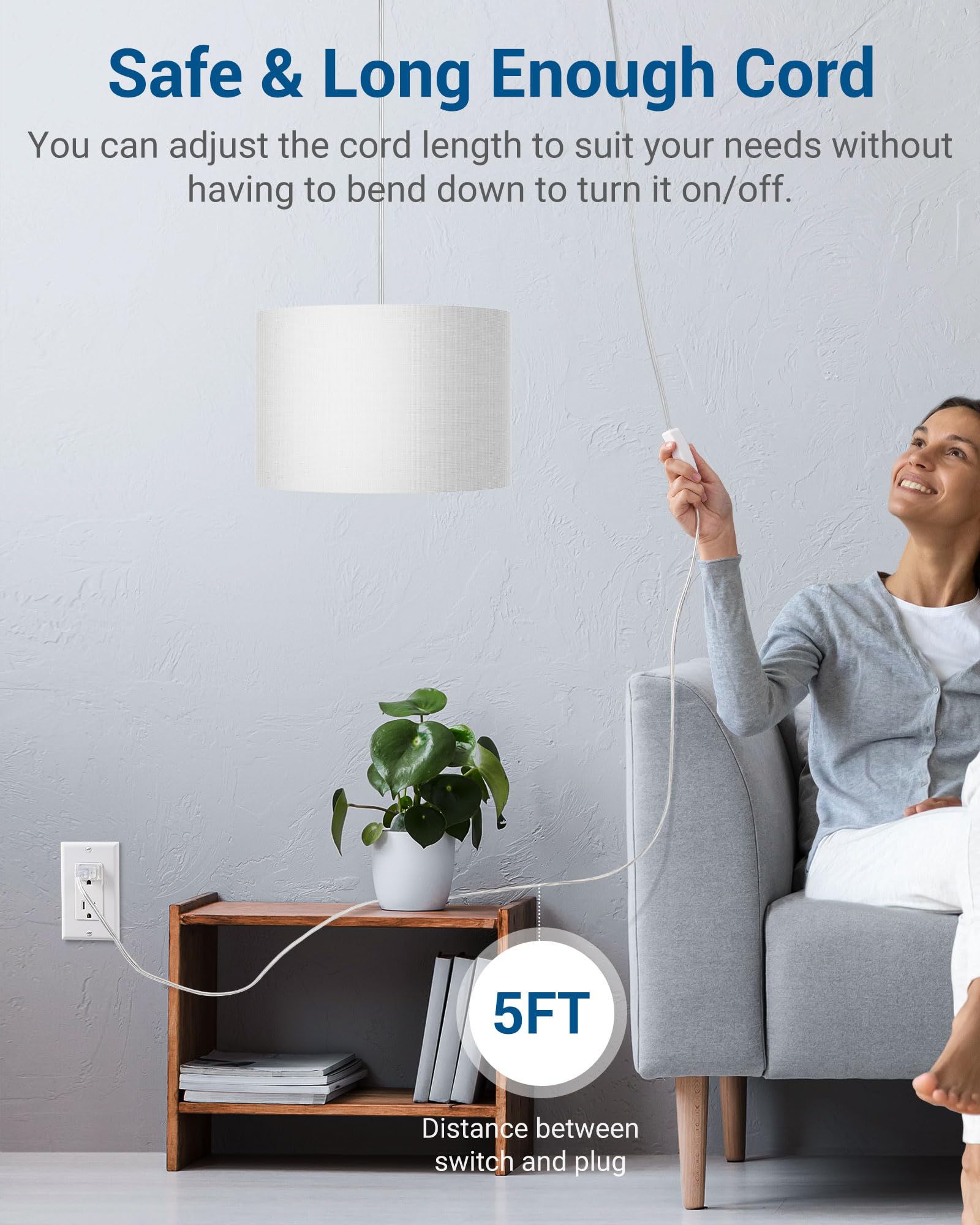 Foto 4 | Lámpara Colgante Dewenwils Con Cable Enchufable De 15 Pies, Color Blanco - Venta Internacional.