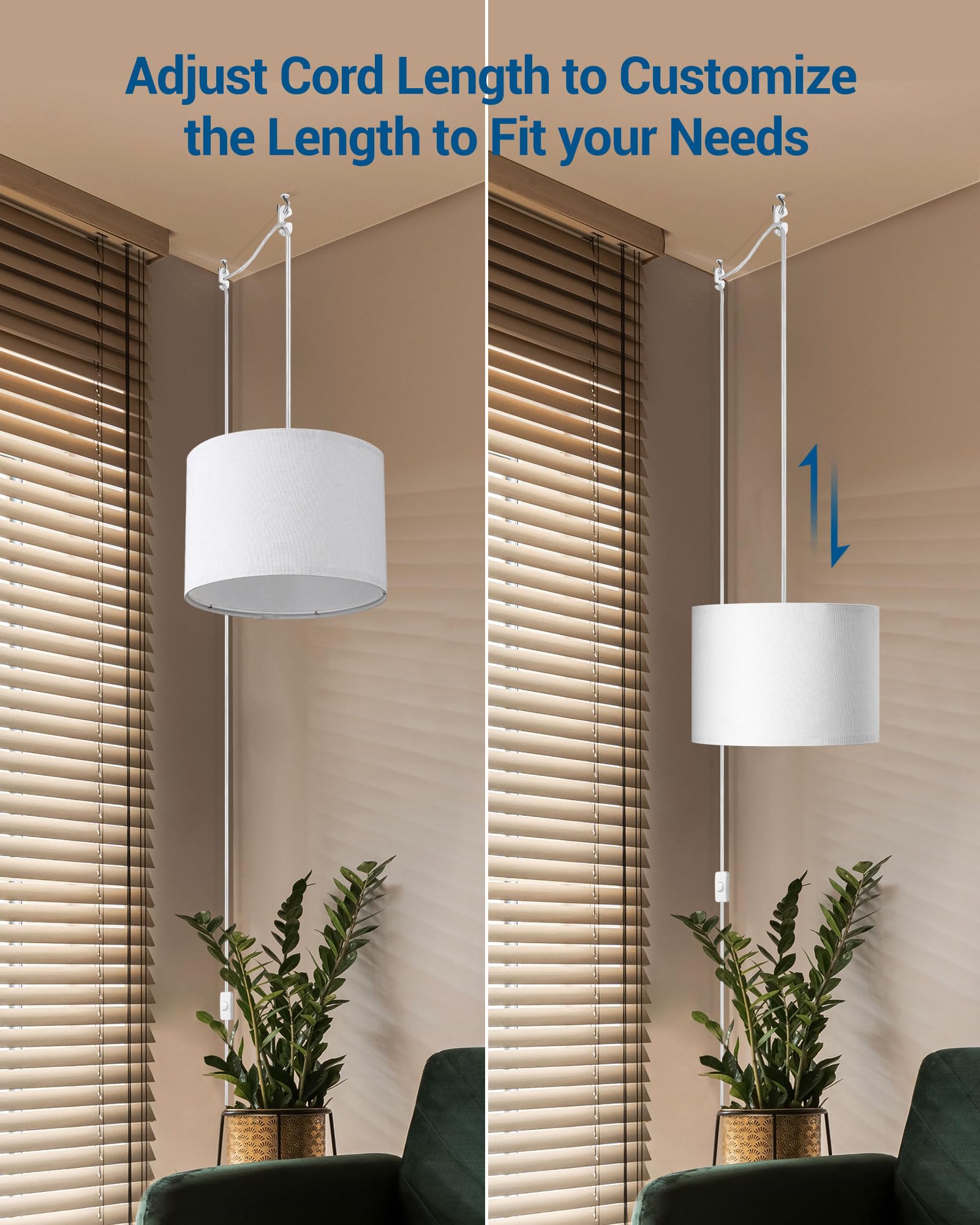 Foto 5 | Lámpara Colgante Dewenwils Con Cable Enchufable De 15 Pies, Color Blanco - Venta Internacional.