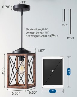 Foto 2 | Lámpara Colgante Dewenwils Farmhouse Con Acabado De Madera, 120 Cm - Venta Internacional.