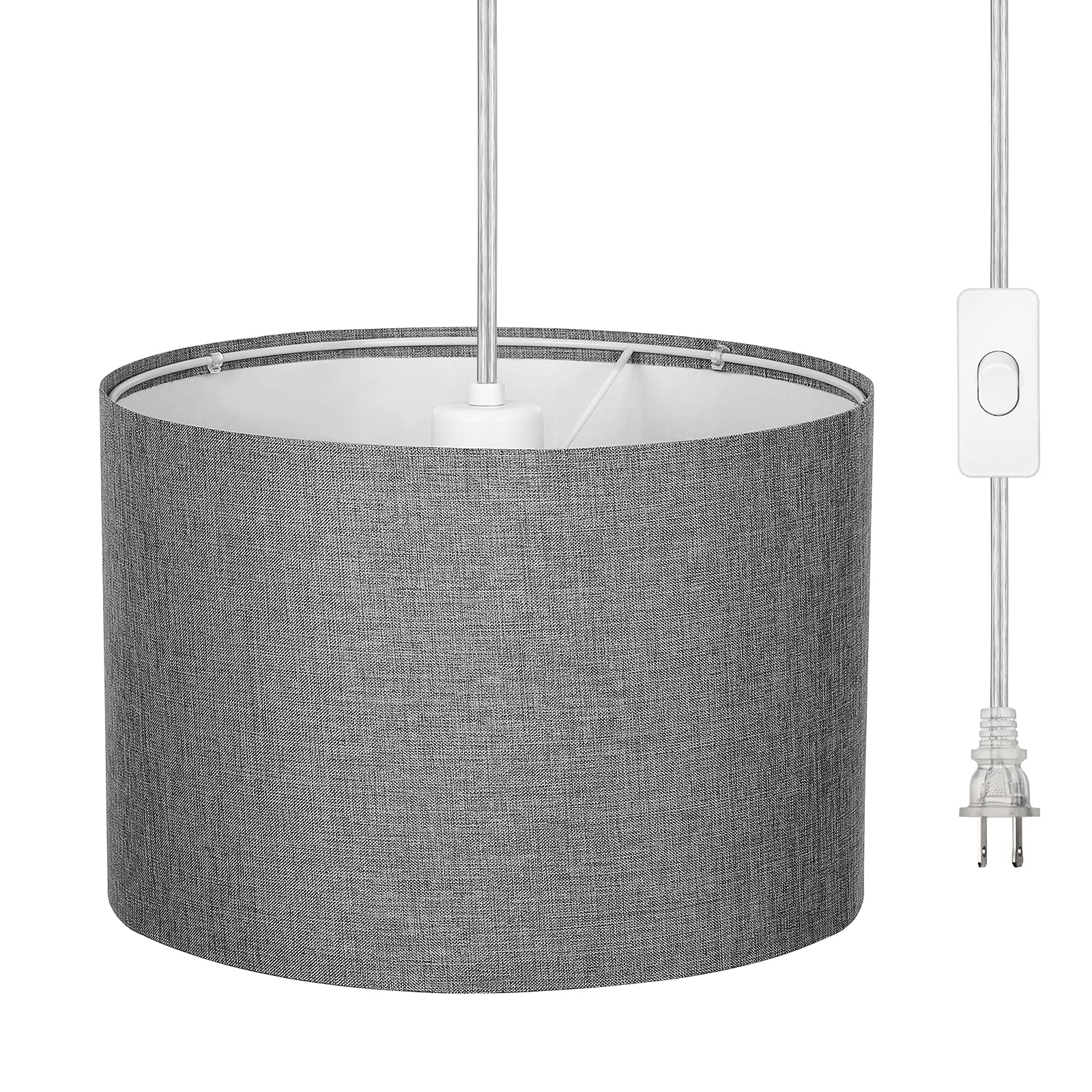 Foto 1 | Lámpara De Pared Enchufable Dewenwils, Lámpara Colgante De Tela Gris De 15 Pies - Venta Internacional.