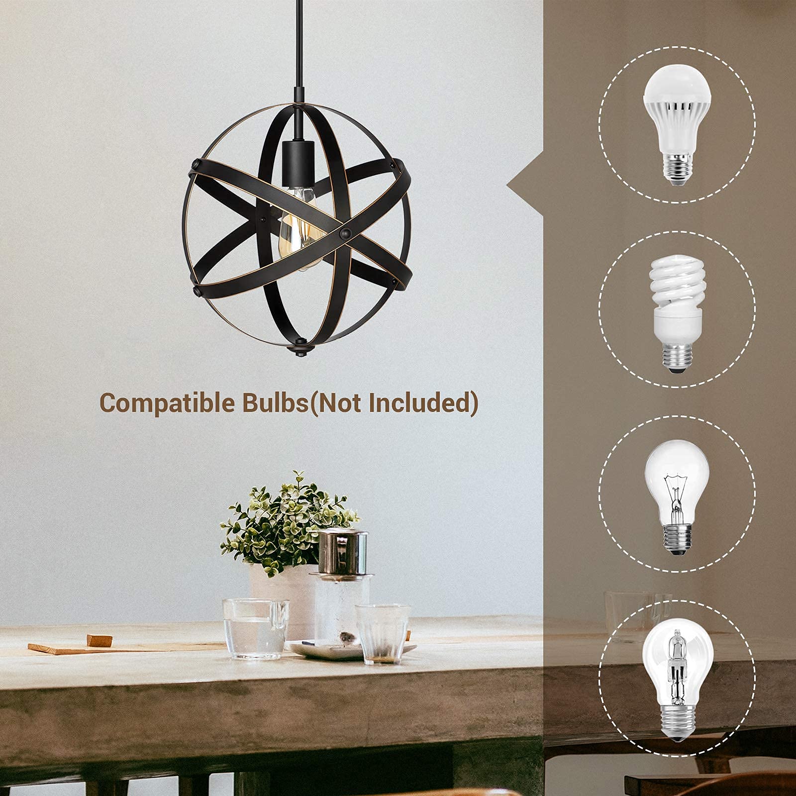 Foto 5 | Lámpara Colgante Enchufable Dewenwils Industrial 60w - Venta Internacional.