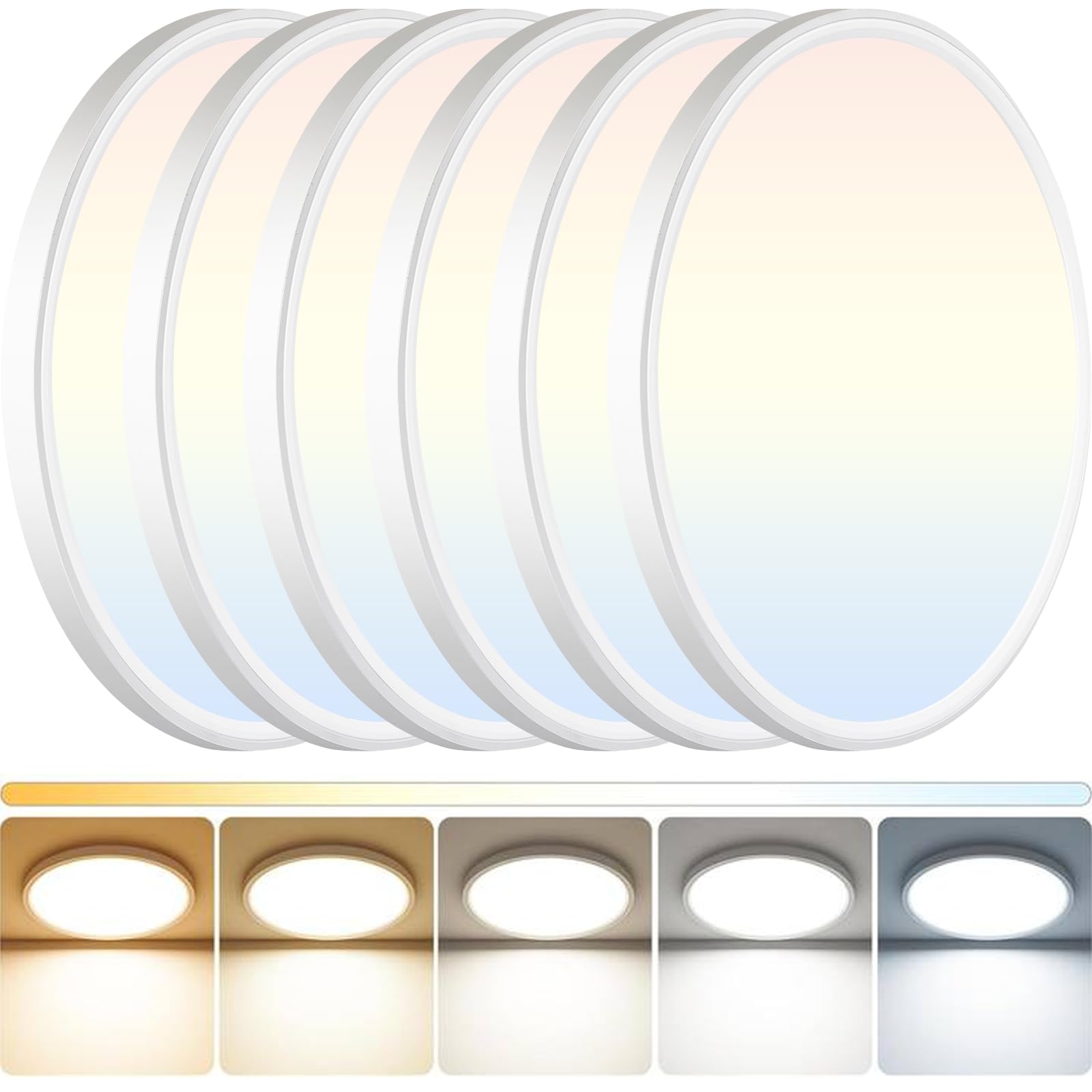Foto 1 | Lámpara De Techo Dinglilighting, 6 Unidades, Led, Montaje Empotrado, 30 Cm, 24 W - Venta Internacional.