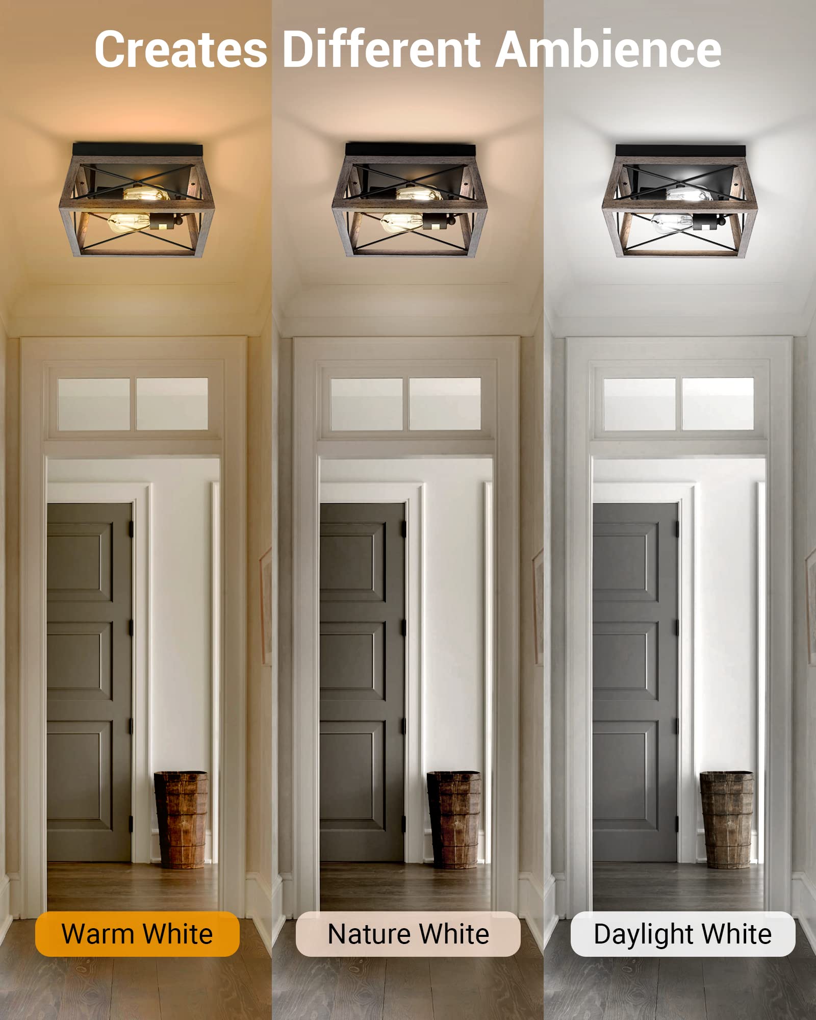 Foto 4 pulgar | Lámpara De Techo Dewenwils Farmhouse, 2 Luces, Madera Granulada - Venta Internacional.