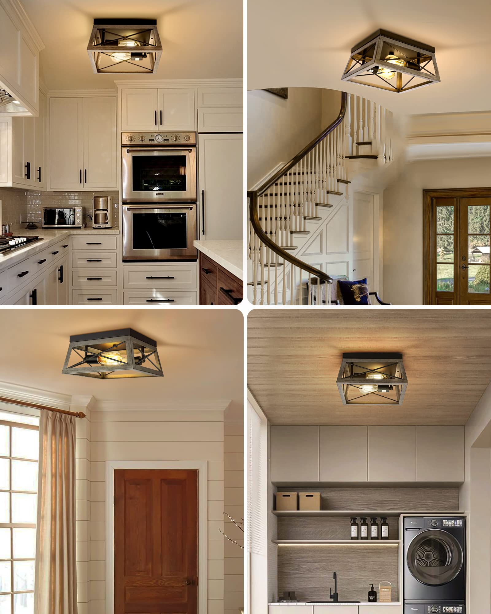 Foto 5 | Lámpara De Techo Dewenwils Farmhouse, 2 Luces, Madera Granulada - Venta Internacional.