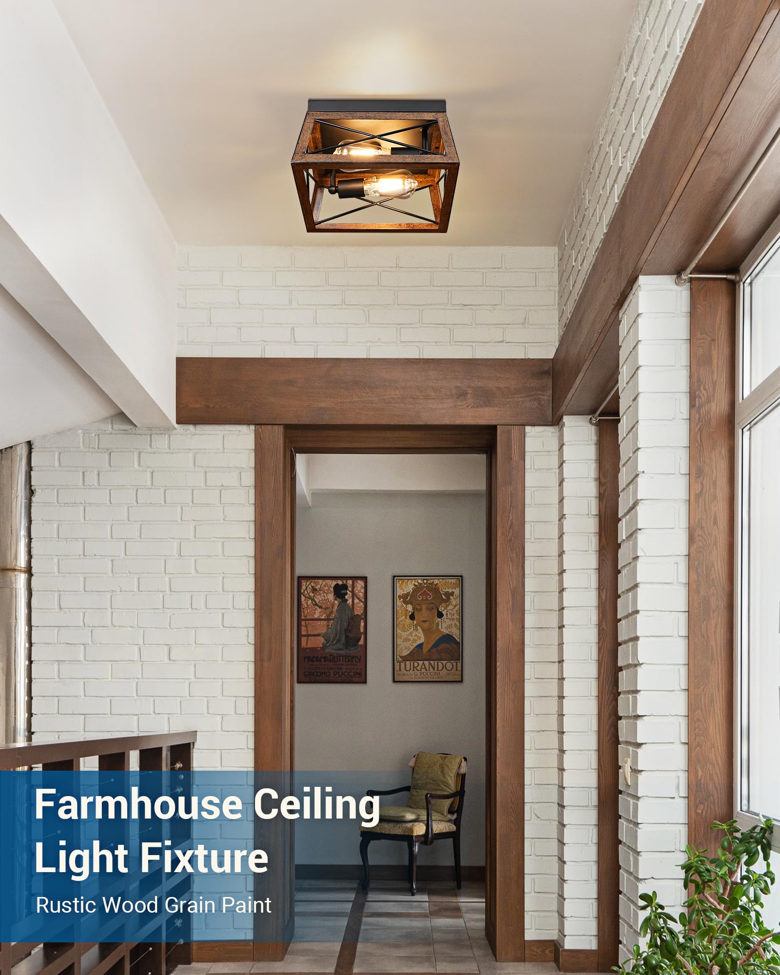Foto 2 | Lámpara De Techo Dewenwils Farmhouse De Metal Con Montaje Empotrado, 2 Luces - Venta Internacional.