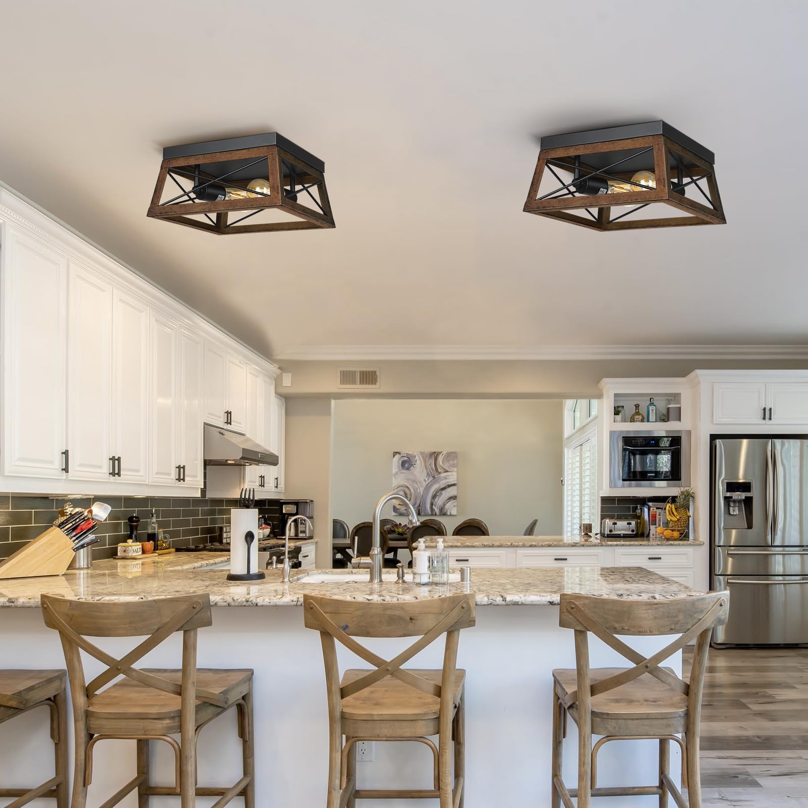Foto 7 | Lámpara De Techo Dewenwils Farmhouse De Metal Con Montaje Empotrado, 2 Luces - Venta Internacional.